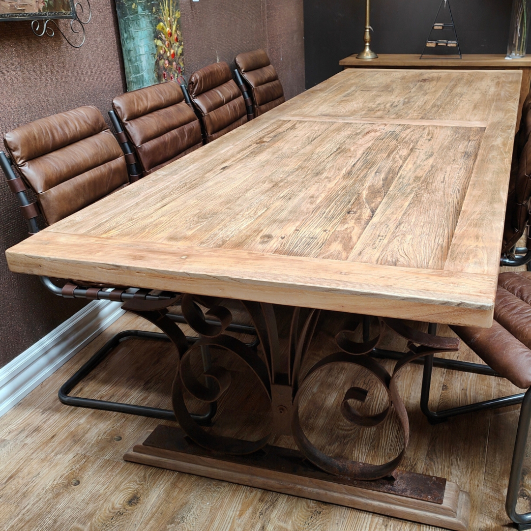Reclaimed Elm Dining Table with Iron Legs 3m image 4